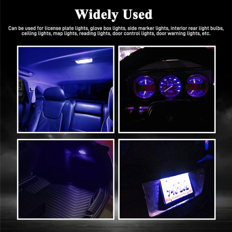 RGOAANC 30 PCS 194 LED Car Bulb, 194 LED Light Bulb White 6000K, 168 2825 W5W T10 Wedge COB LED Replacement Bulbs Error Free for Car Dome Map Door Courtesy License Plate (Blue) - Image 4